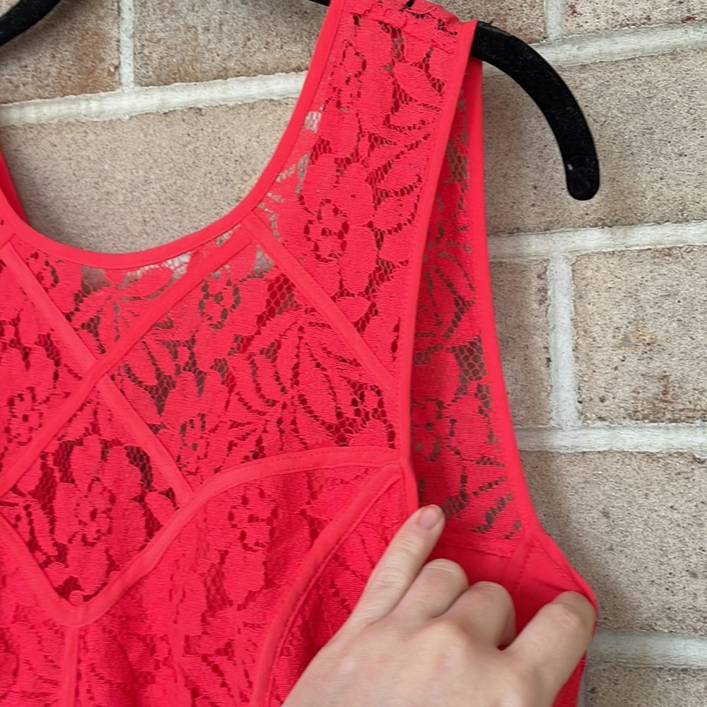 BCBG Coral Lace Illusion Babydoll Dress - Picture 3 of 10